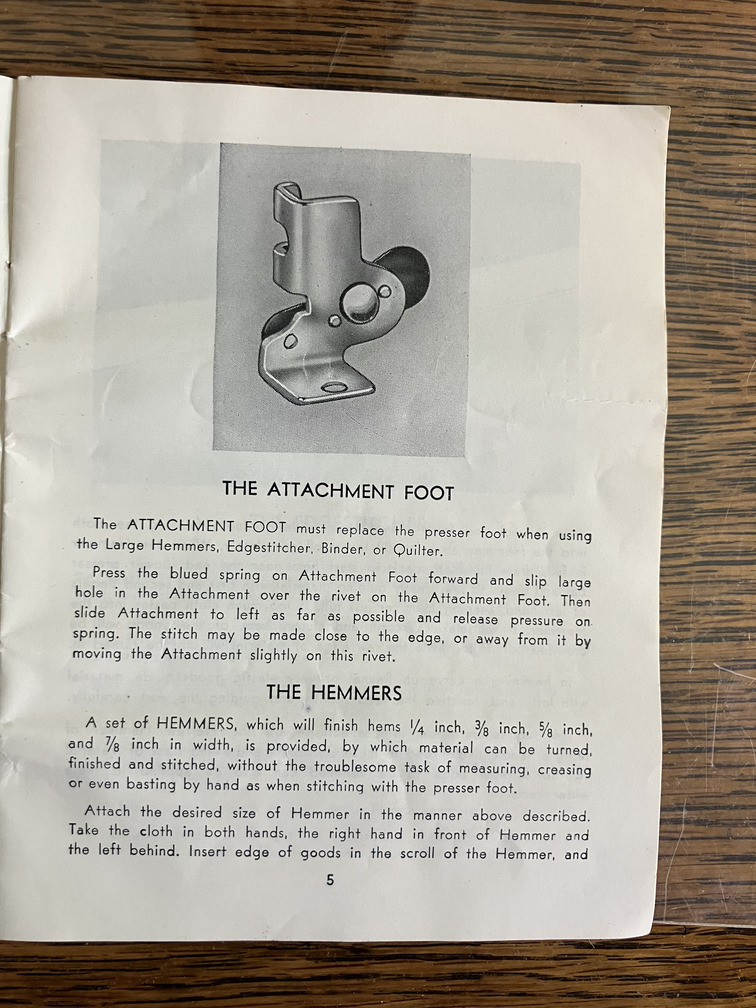 The Attachment Foot and the Hemmers